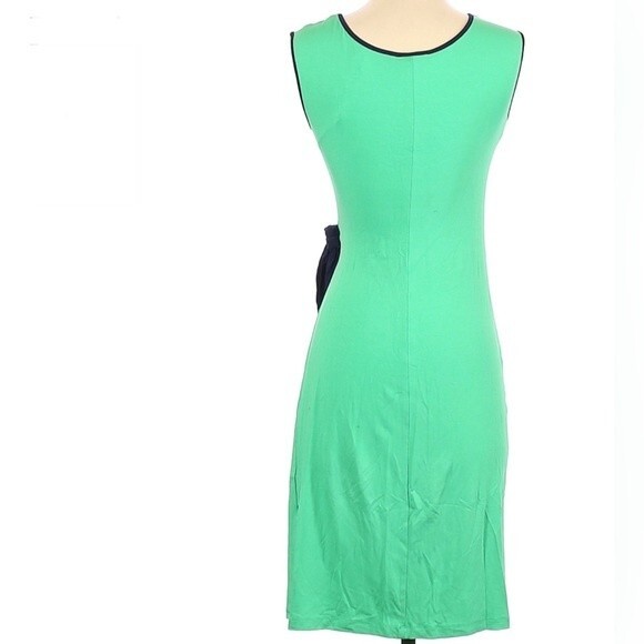 Carol Little Kelly green and navy ruched tie side dress size small - Picture 2 of 7